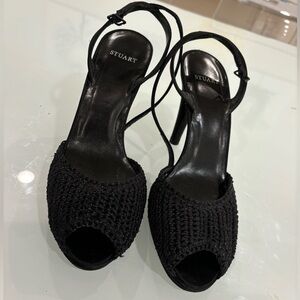 Stuart Weitzman black heels with crochet front